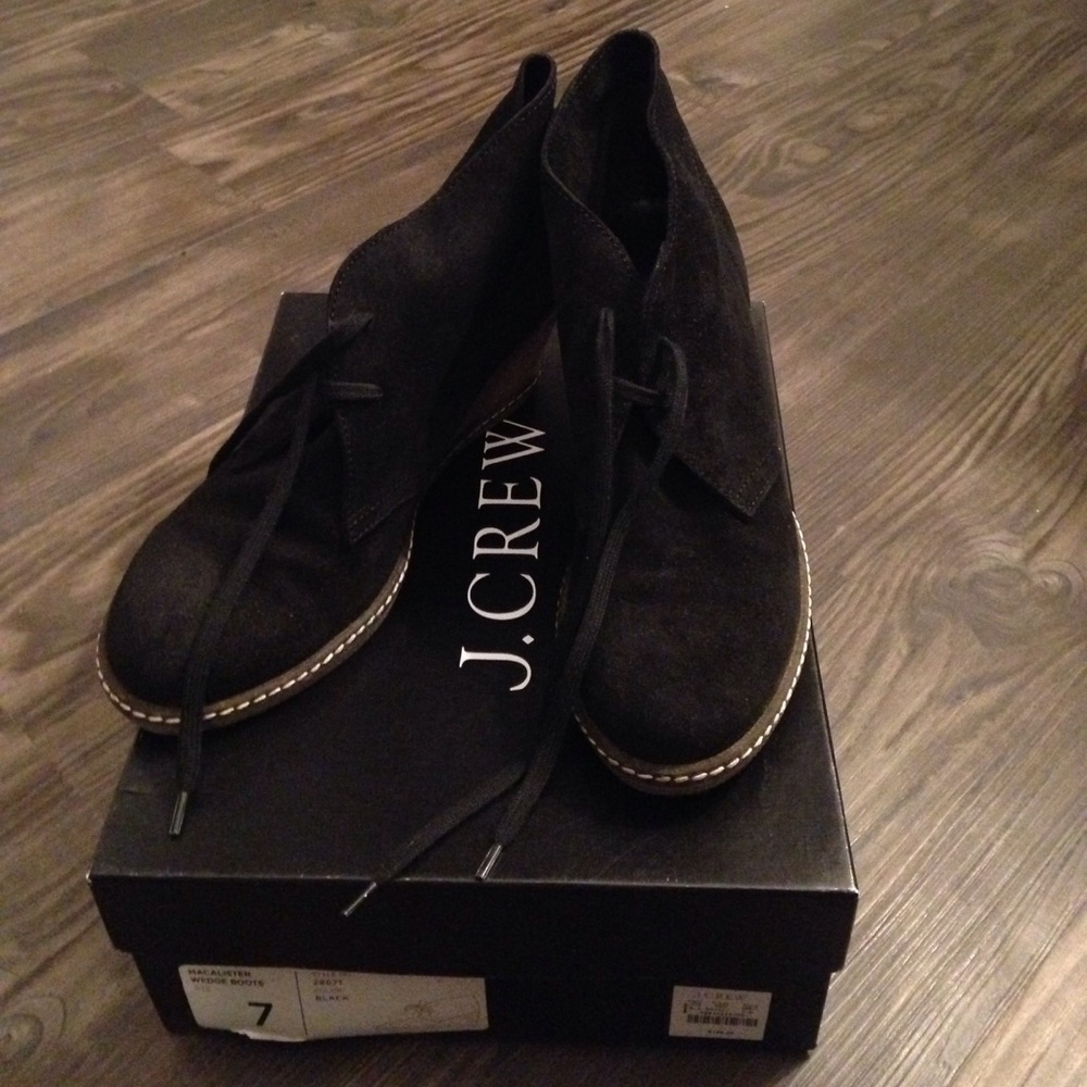 Jcrew Macalister wedge boots size 7. Black suede