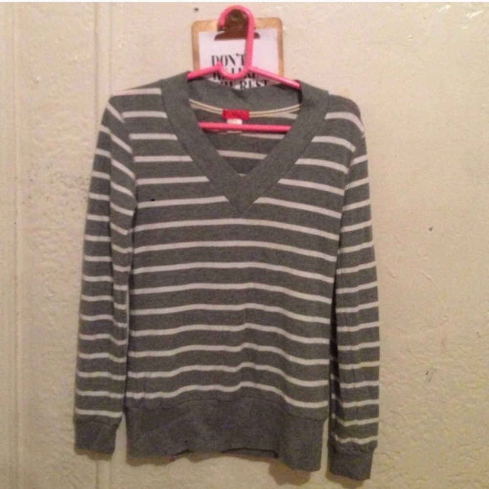 Striped V-neck sweater