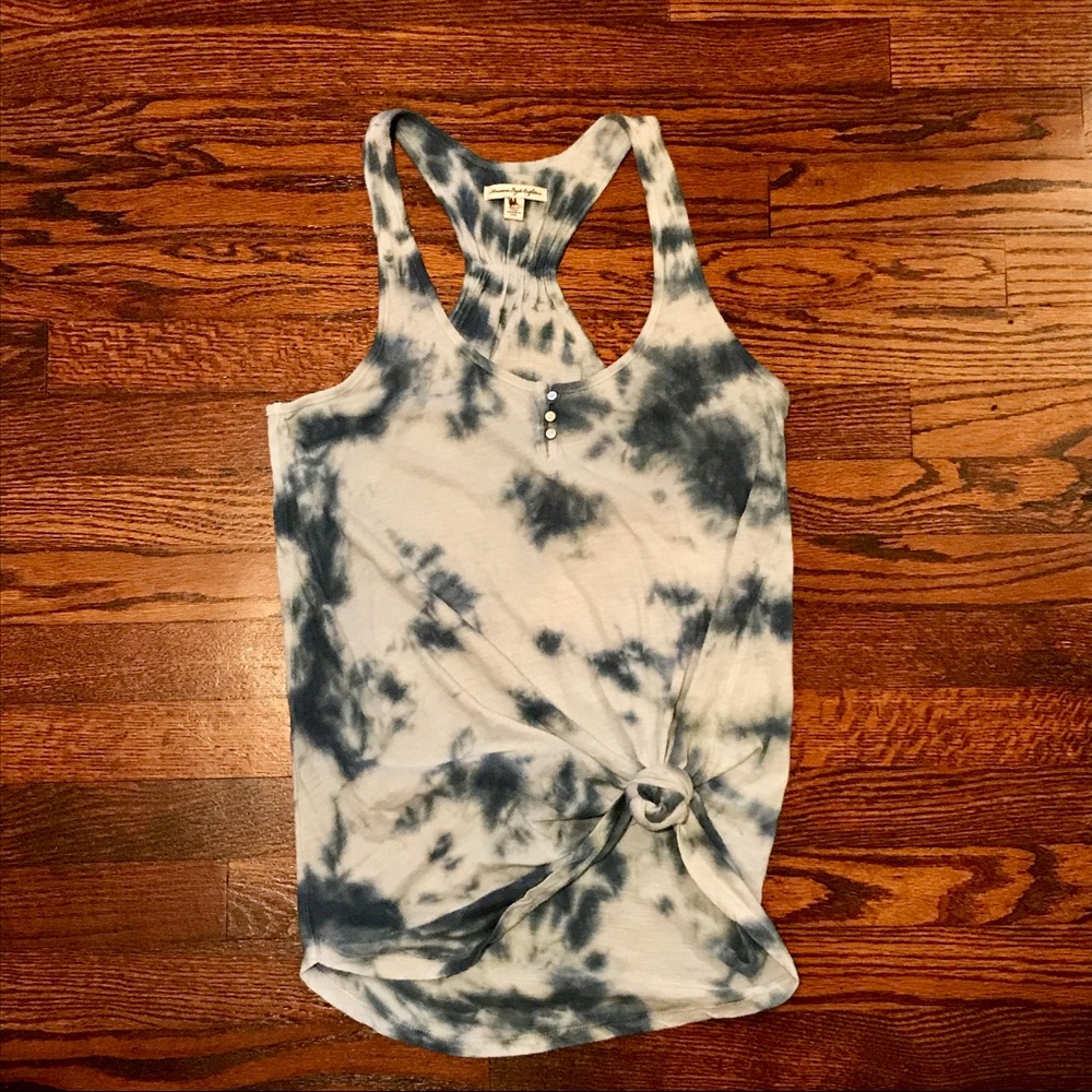 American Eagle blue tie died tank top
