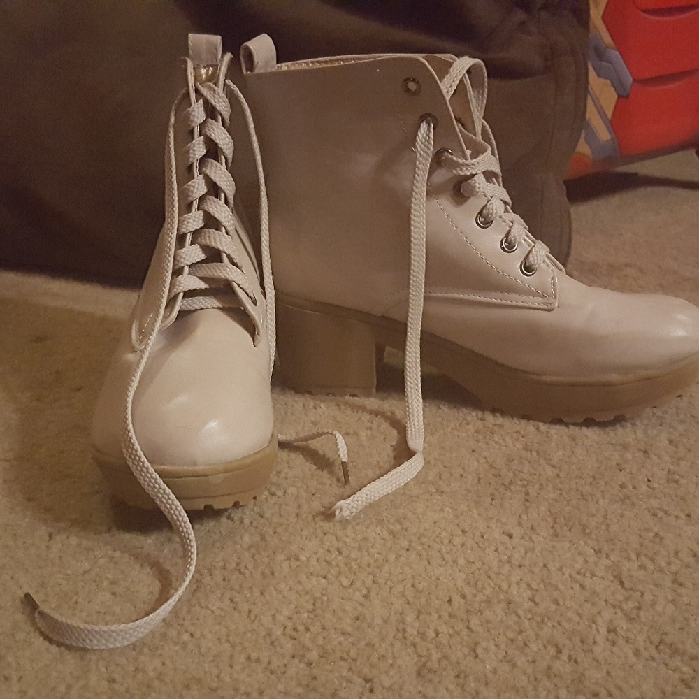 Cream Combat Boots