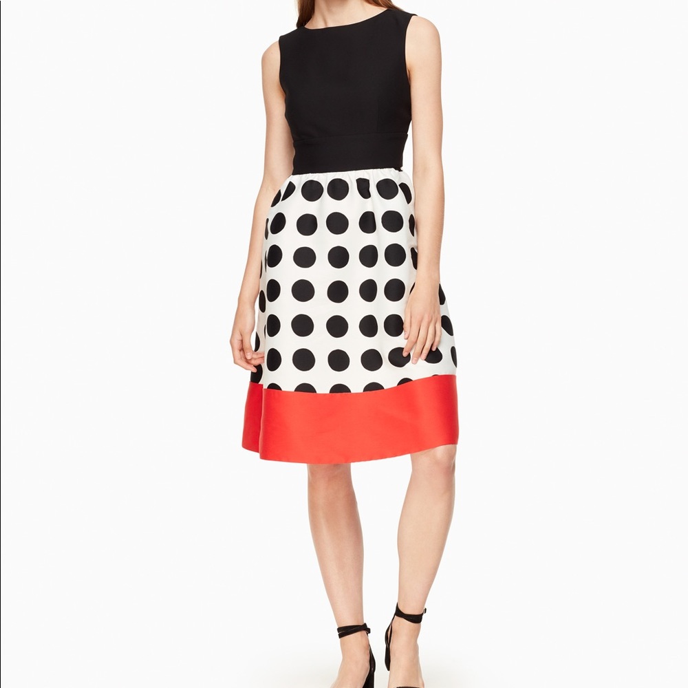 Kate Spade Grid dot colorblock midi dress
