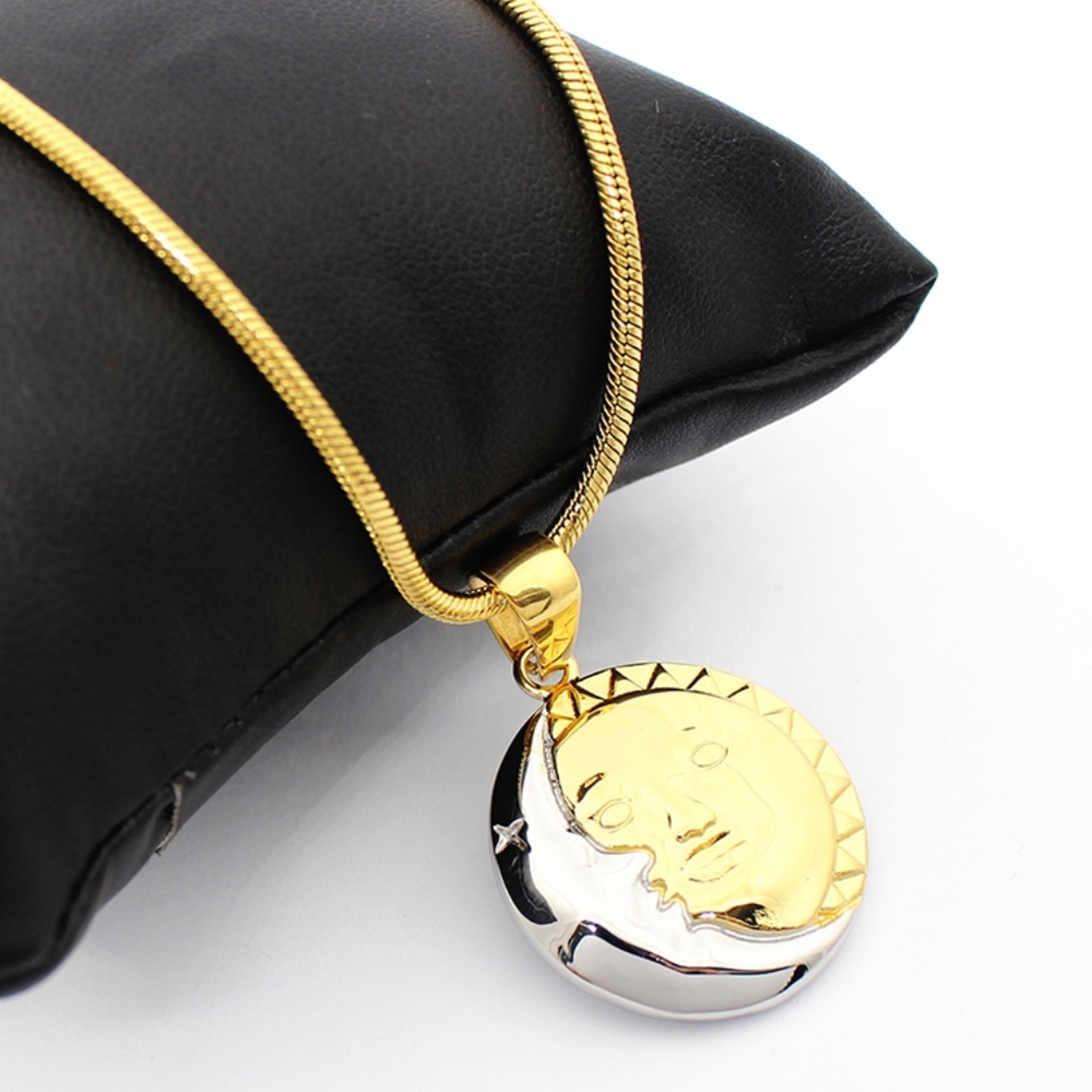 Sun Moon Stainless Steel Pendant With Chain