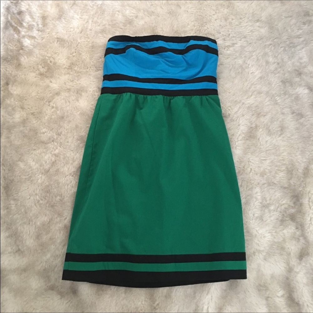 The Limited Strapless Green/Blue Dress Size 8