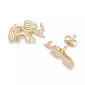 14k Yellow Gold Elephant Stumping Stud Earrings