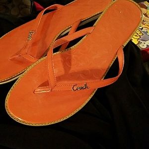 Orange  Coach flip flops