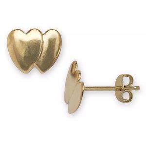 🏆HP🏆14k Solid Yellow Gold Double Heart ❤️ Earrings