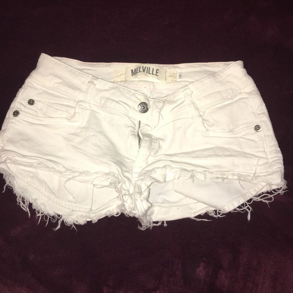 Brandy Melville White denim shorts destroyed