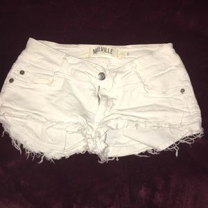 Brandy Melville White denim shorts destroyed
