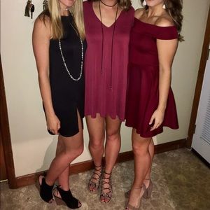 Boutique Burgundy Off the Shoulder Dress