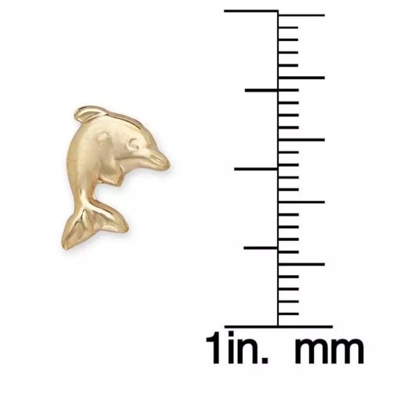 14k Yellow Gold Children's Dolphin 🐬Stud Earrings - Picture 2 of 3