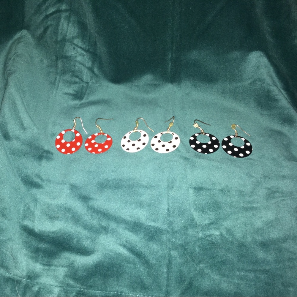 Set of three Polk a dot earrings