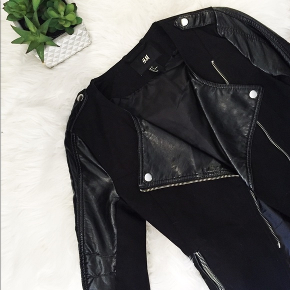 H&M Jackets & Blazers - Black Faux Leather Jacket H&M - Size 2