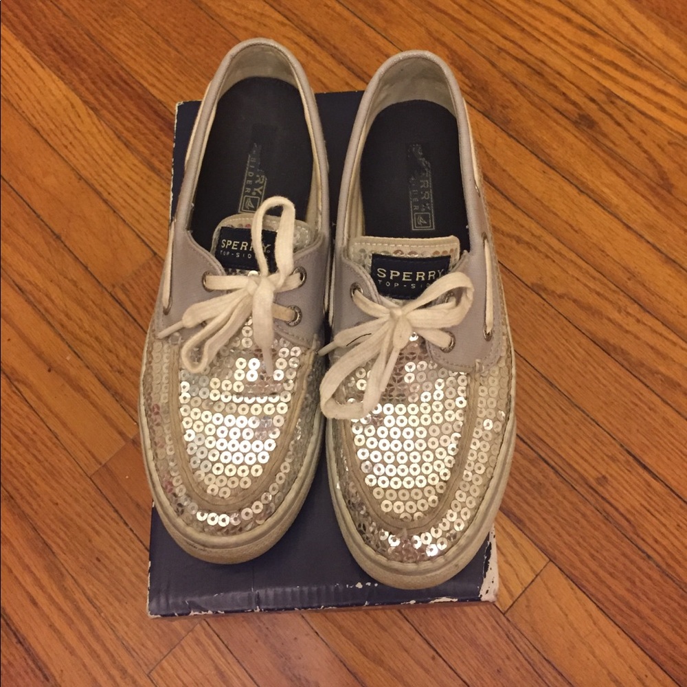 Silver Sequin Sperrys - image 1