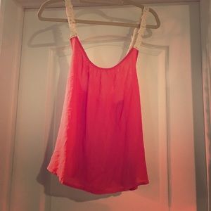 NWT Coral Woven Summer Lace Tank