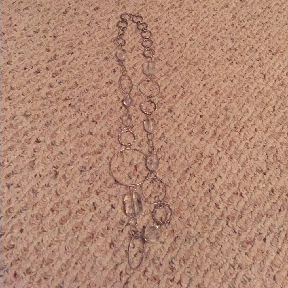 Silver and clear beaded long necklace