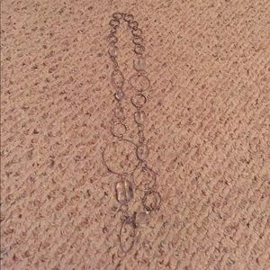 Silver and clear beaded long necklace