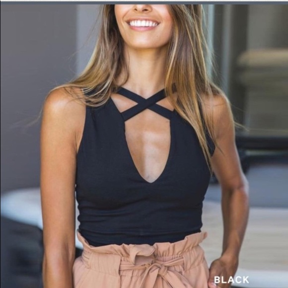 Tops - V Neck Front Cross Over Summer Top