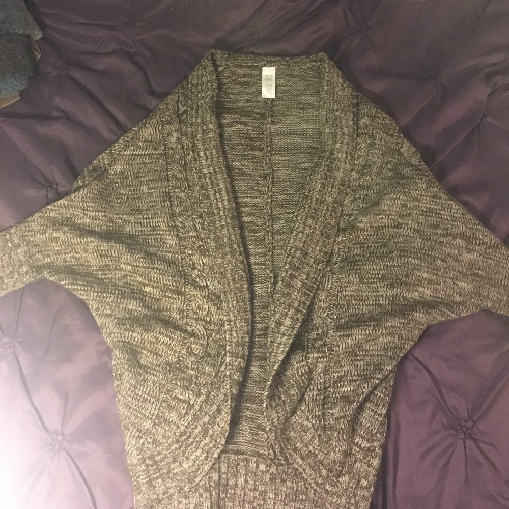 Medium brown marbled cardigan sweater