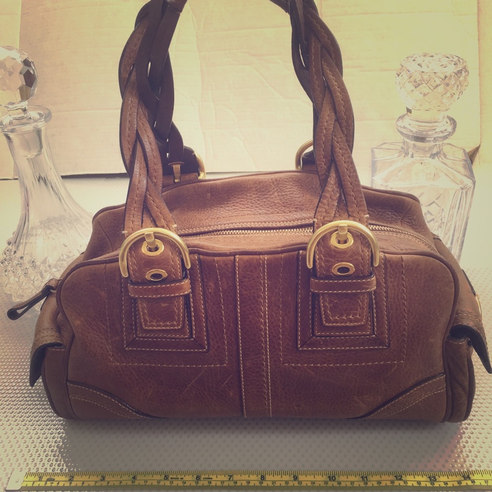 Bags | Coach Soho Mia Tobacco Brown Braided Handle Bag | Poshmark