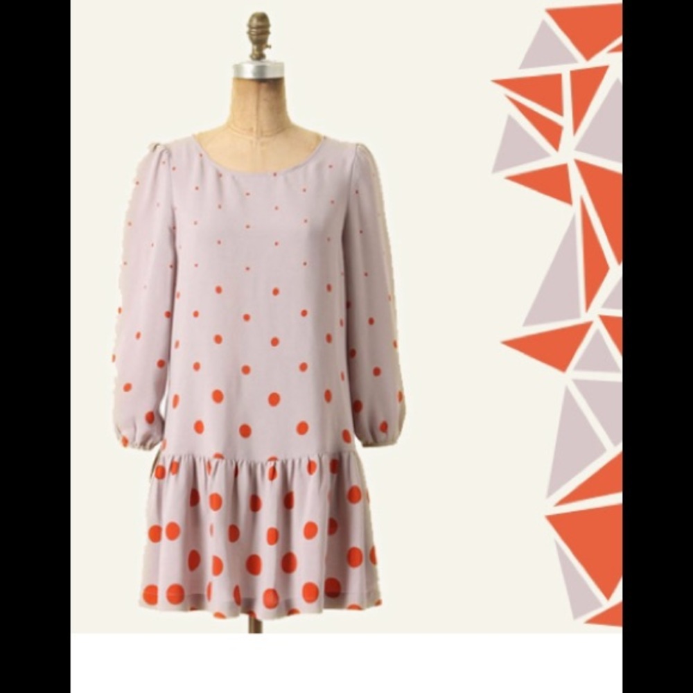 Anthropologie Polka Dot Drop Waist Dress