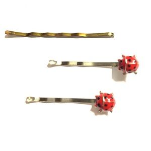 Lady bug bobby pins metal/enamel fun accessory