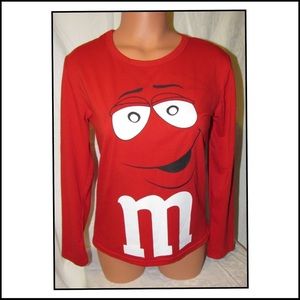 M&M RED Long Sleeve Graphic T-Shirt