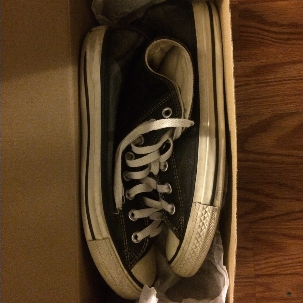 Leather high top converse