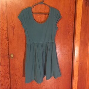 Teal scoop neck skater dress