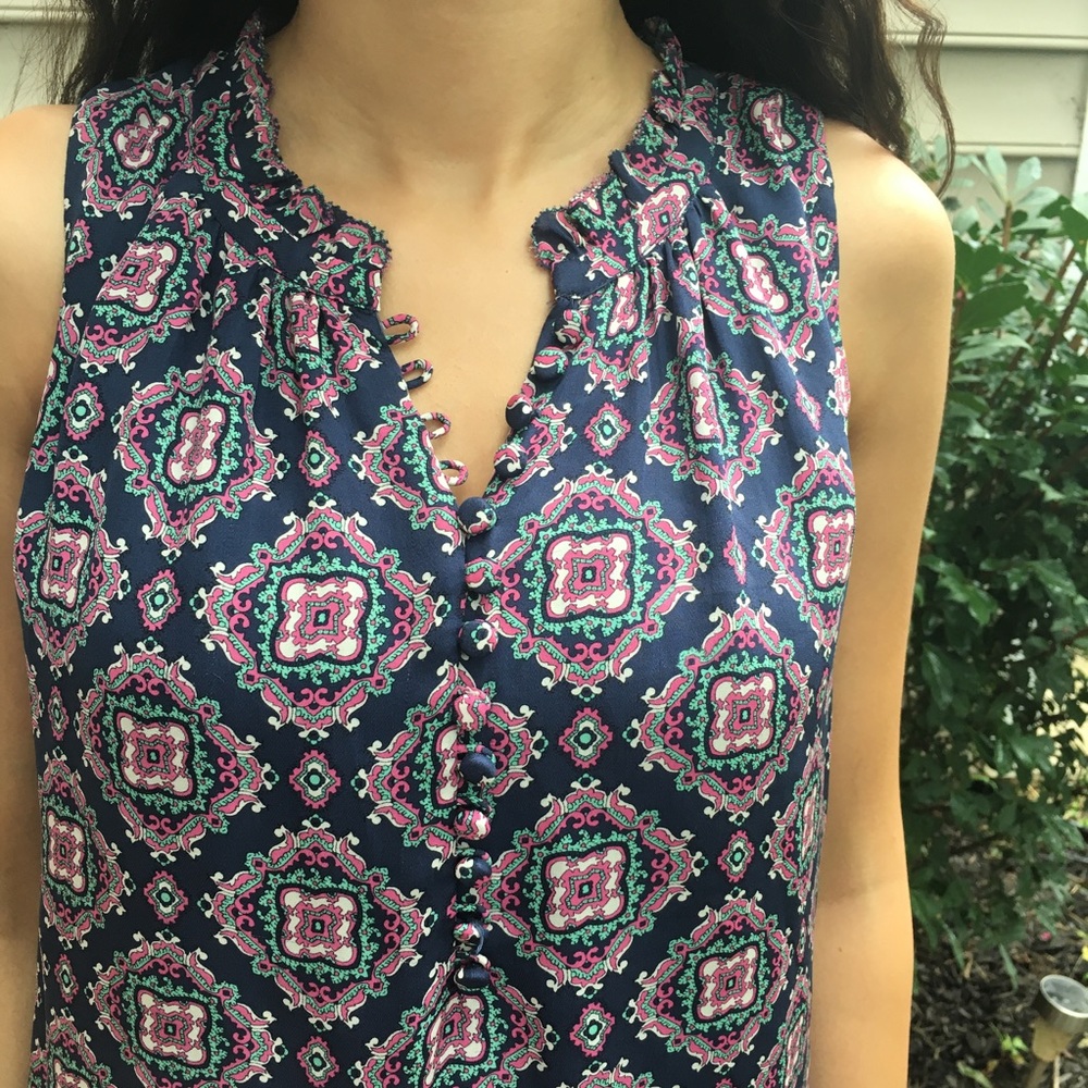 J crew sleeveless print top