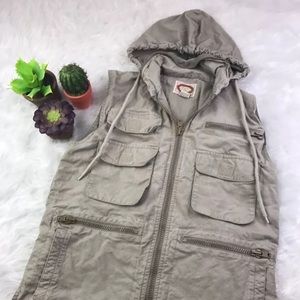Banana Republic Hooded safari khaki vest