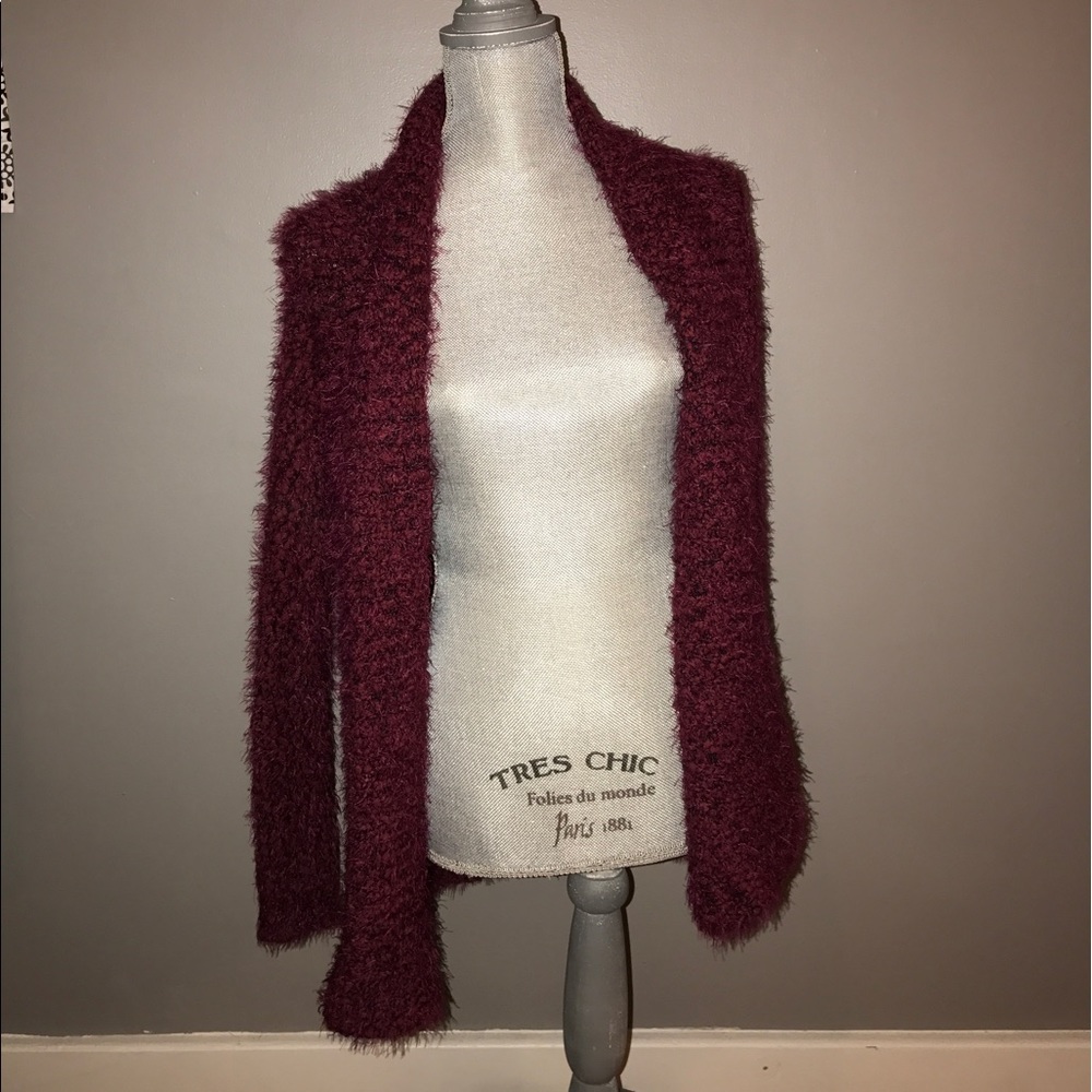 maroon cardigan