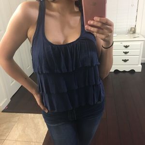 Blue tank top with floral back