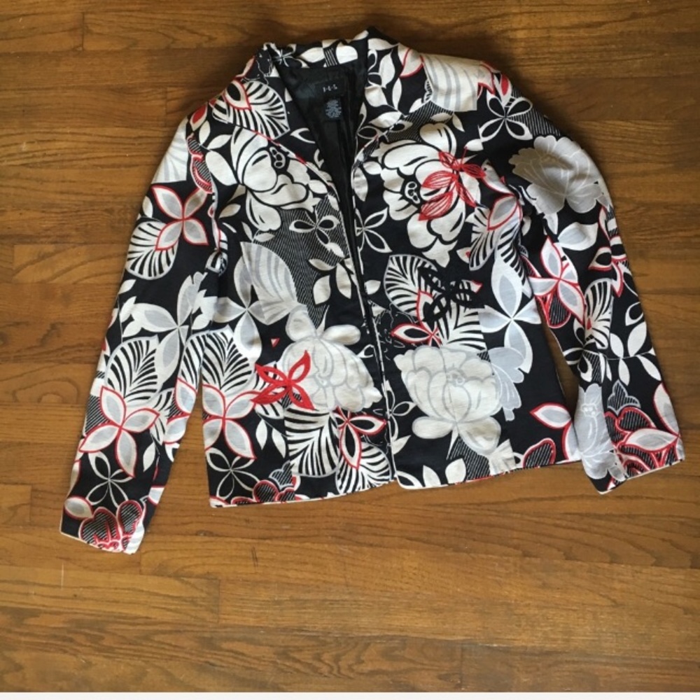 Silk Blend Print Jacket, EUC