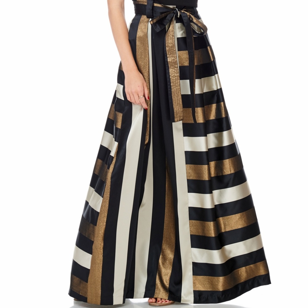 TOV Gold Striped Tiffany Skirt
