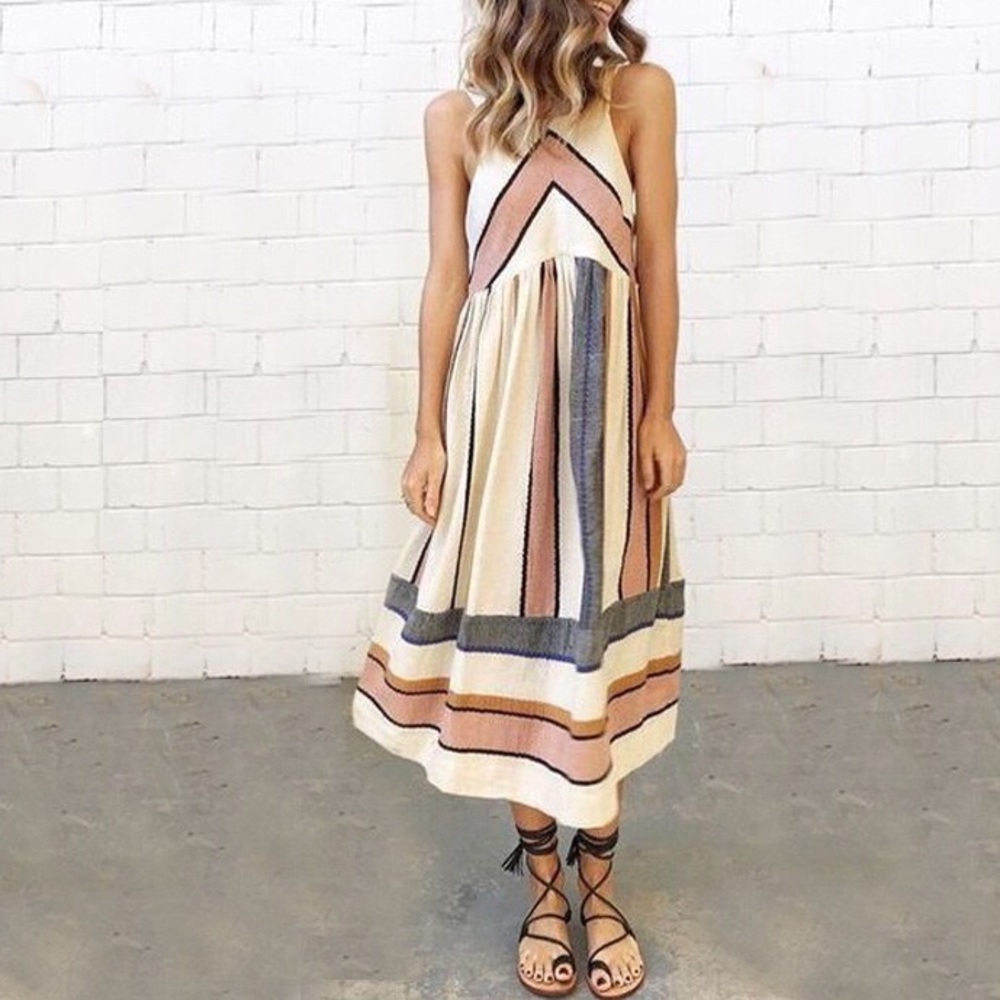stripe midi dress DR109 - Picture 1 of 5