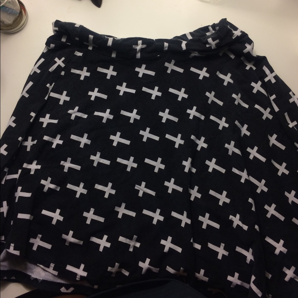black cross skater skirt