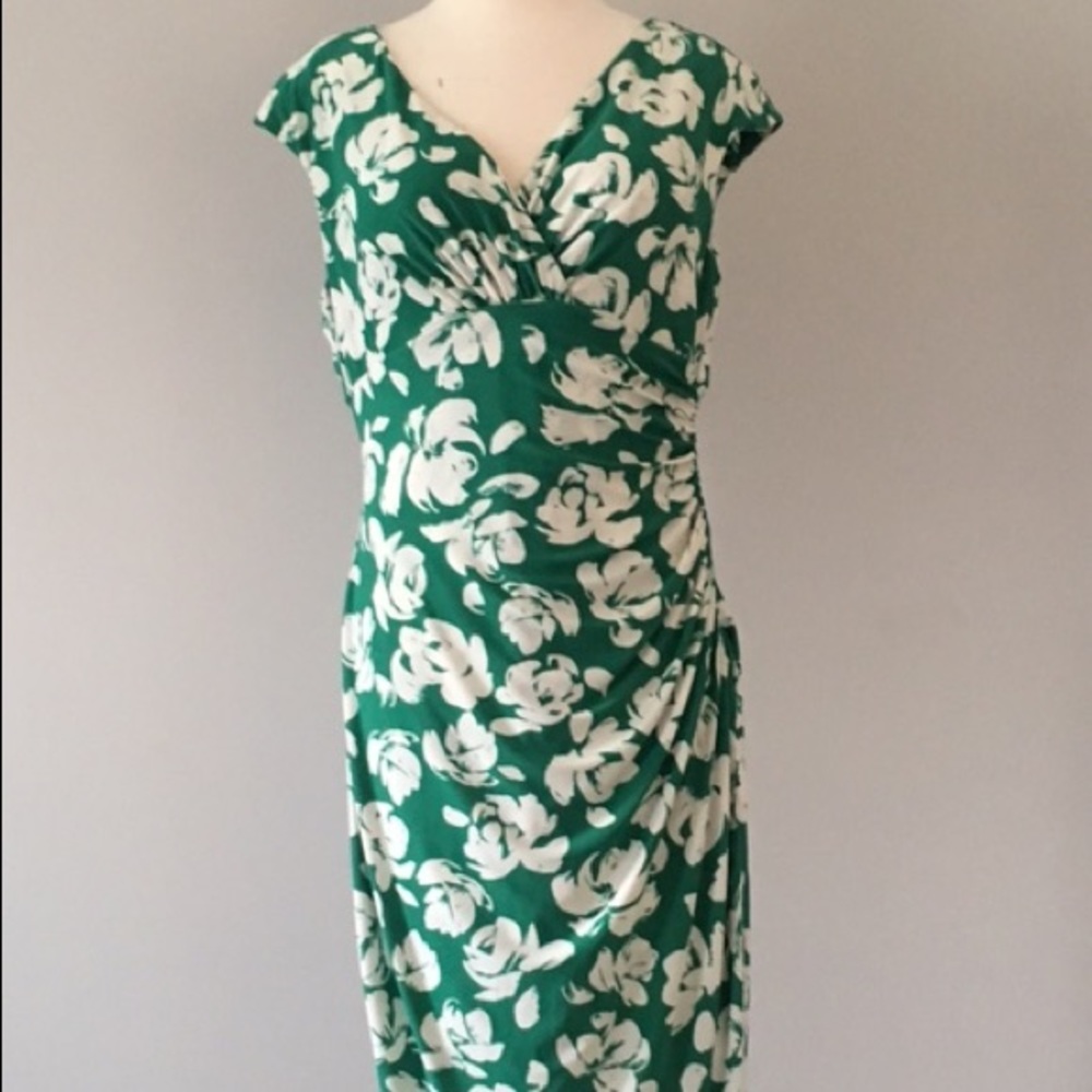 Women green and white floral dress