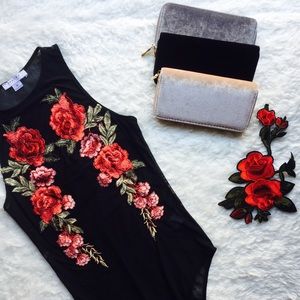 Black Rose Decal, Sheer Bodysuit