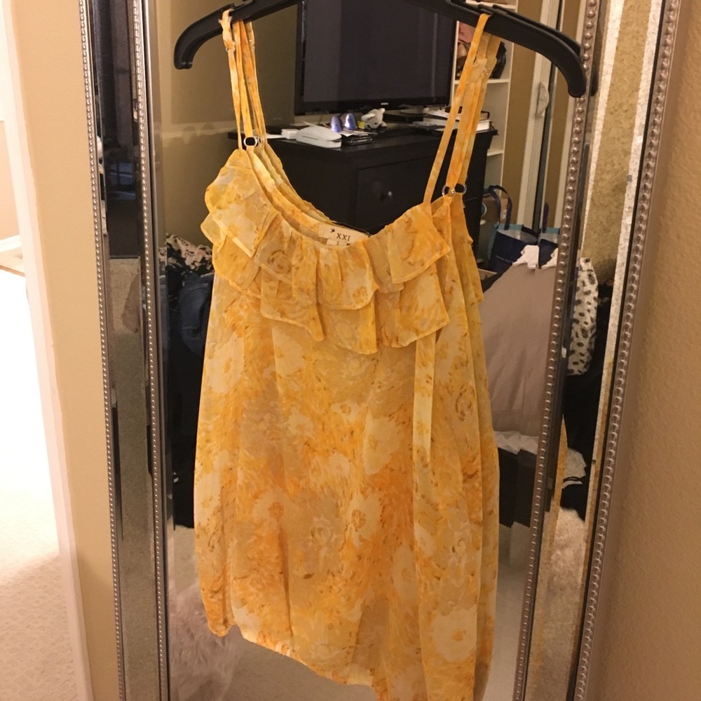 Yellow floral strapless with adjustable straps