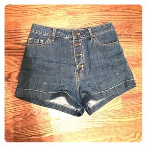 High-waisted denim shorts