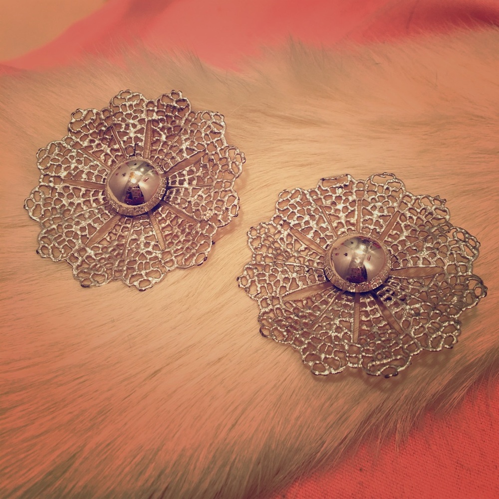 Vintage clip on earrings. Estate costume jewelry.