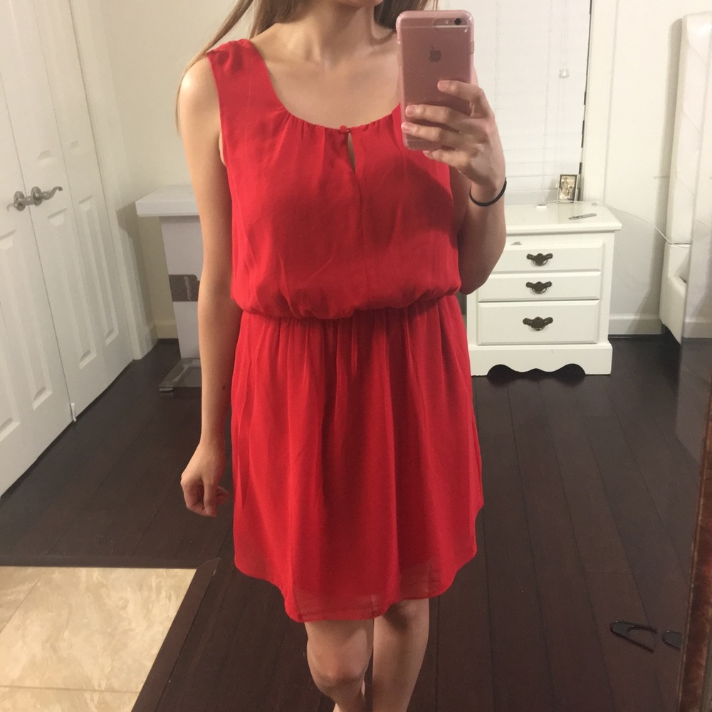 Red chiffon dress from Express