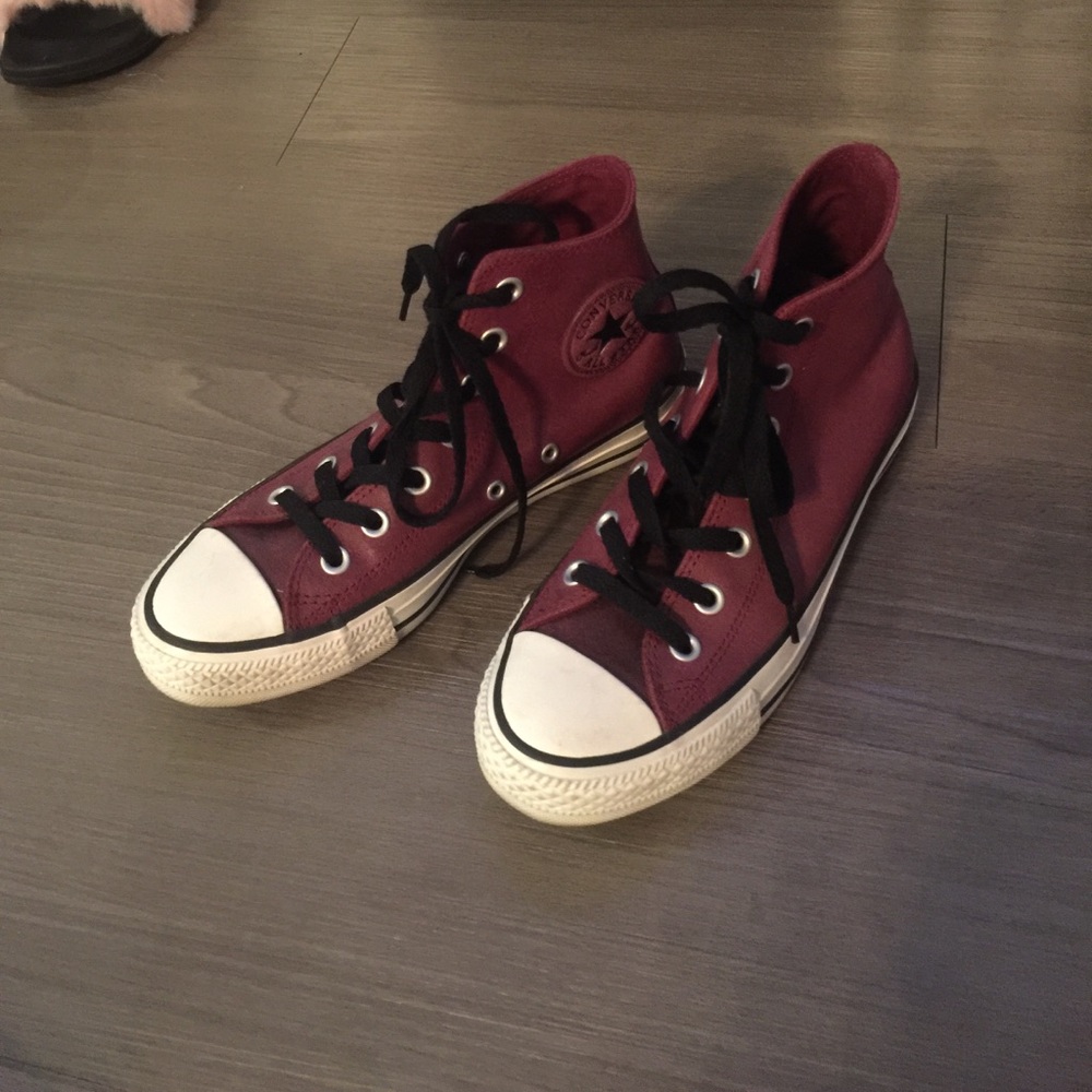 Burgundy converse high tops