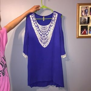 Blue and white lace dress