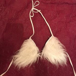 Fur halter triangle top