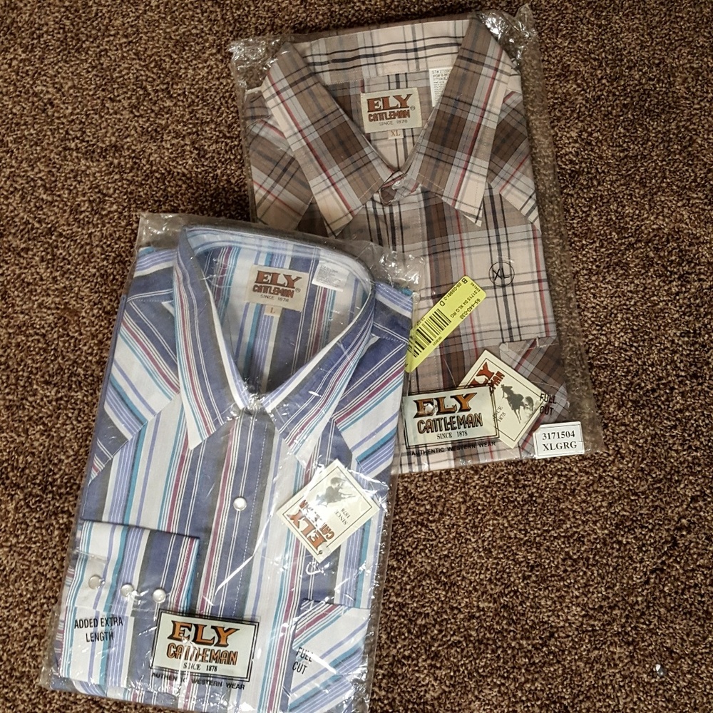 BNWT!! 2 ELY Cattleman Collared Striped Shirts!