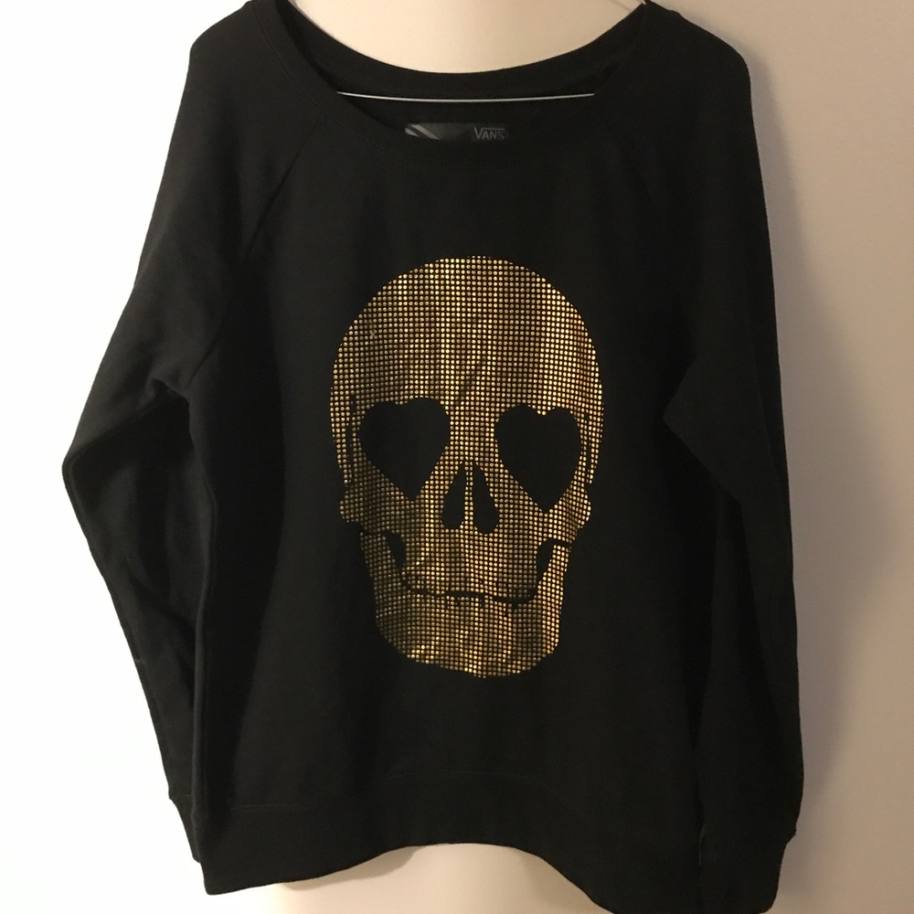 Black Vans Pullover with Gold Skull!