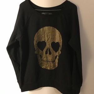 Black Vans Pullover with Gold Skull!