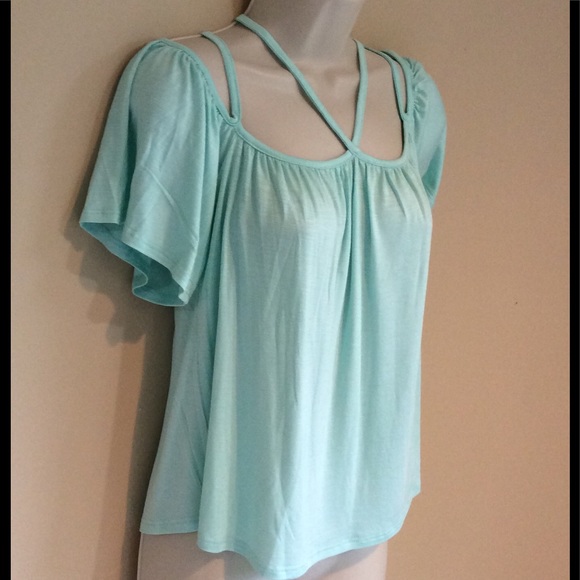 Women’s Strappy Cold Shoulder mint strap top - Picture 5 of 6