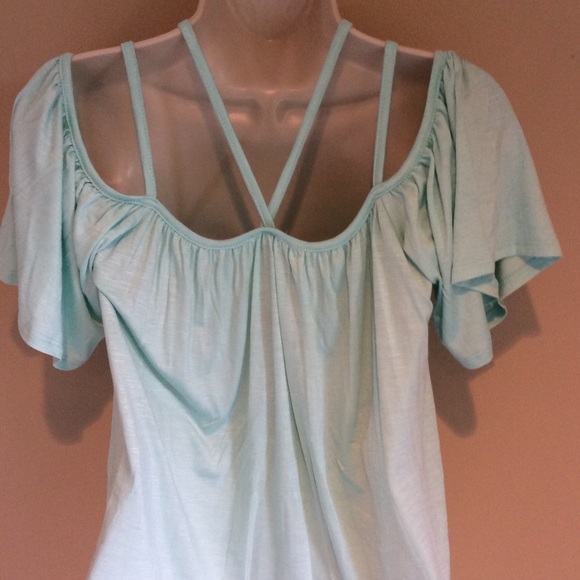 Women’s Strappy Cold Shoulder mint strap top - Picture 6 of 6